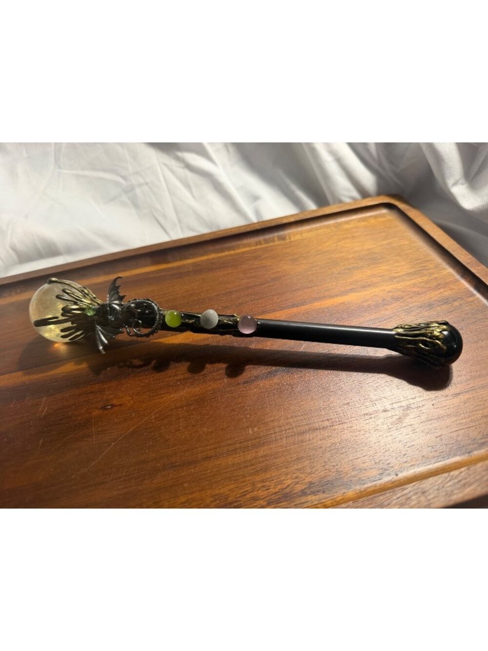 Quartz Obsidian Crystal Dragon Wand